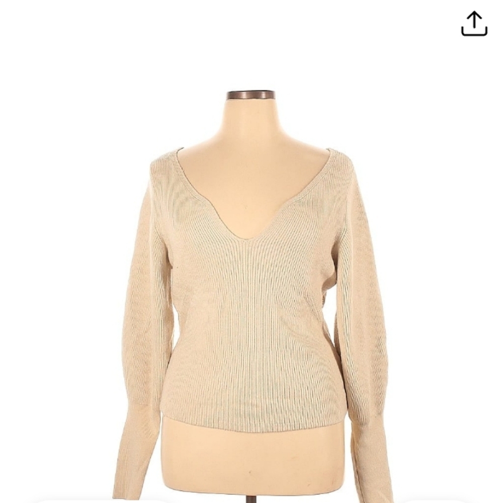 H&M Oatmeal Wide Scoop Neck Sweater (XL)